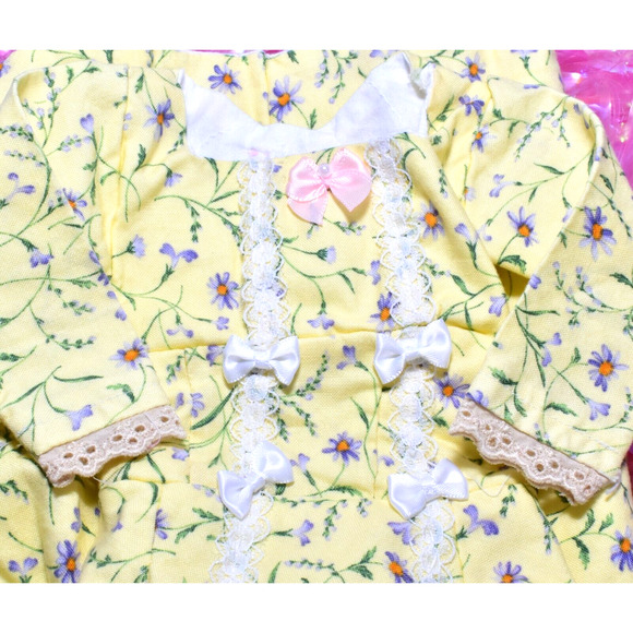 BJD 1/3 Volks Super Dollfie SD16 Girl Yellow Floral Dress Gown Hat Lot - Picture 5 of 9